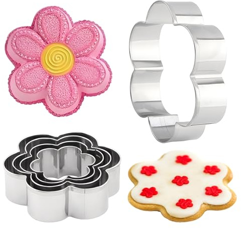 Lot de 5 emporte-pièces en forme de fleur en 5 tailles différentes pour fondant, gâteaux, biscuits, desserts