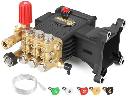 TOOLCY Pressure Washer Pump 3600-4200 PSI Max, Replacement Pump 4 GPM, Triplex Plunger, Horizontal 1 Shaft Gas Power Washer Pump with Pressure Adjustment Unloader & Chemical Injection, Direct Drive