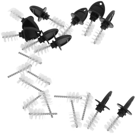 Anneome 20pcs Beer Tap Plug Brush Set Draft Faucet Cleaning Brushes Cap Plugs Stainless Steel Beverage Faucet Cleaner Multi-Functional for Beverage Machines Black
