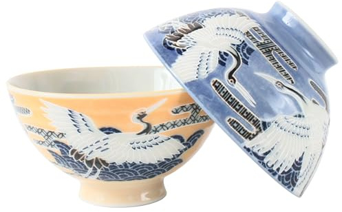 Mino ware MIG013 Reisschale aus japanischer Keramik, 2 Stück, hergestellt in Japan (Japan-Import) MIG013 (fliegender Kranich)