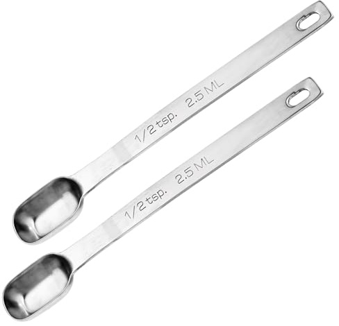 Bewudy Edelstahl Messlöffel, 2.5 ml Teelöffel Kaffeelöffel 1/2 TSP Rechteckige Messlöffel Mini Löffel Gewürzlöffel, Messlöffel zum Backen von Speisen