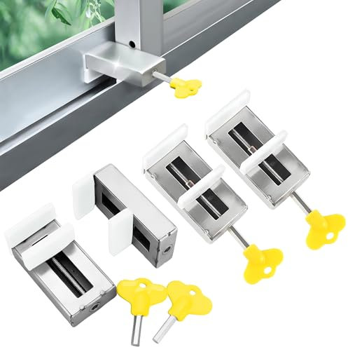 AG LogiShop Pack 4 Cierre Ventana Corredera | Cerradura Puerta Corredera | Seguridad Ventanas Niños y Bloqueo Ventanas Correderas