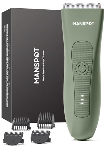 MANSPOT Body Trimmer Men, Manscape Electric Ball Trimmer Men's Shavers with Hypoallergenic Ceramic Blade, IPX7 Waterproof Wet/Dry Shaver for Groin/Ball/Pubic Hair Male Body Groomer, 20 Times Usage