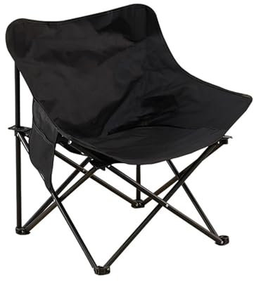 PLHBVDFWE Tragbarer Campingstuhl, klappbarer Strandstuhl für den Außenbereich mit Anti-Sink-Rückenstütze mit großen Füßen, ultraleichter, kompakter Campinghocker für Camping und Angeln, Schwarz
