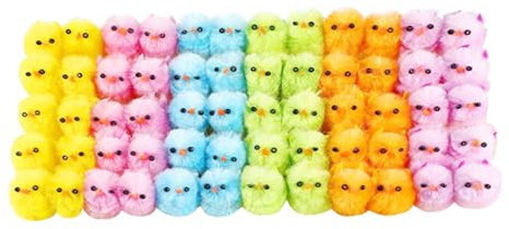 Easter Coloured Chicks Mini Fluffy Baby Chickens for Easter Bonnet Activities Cake Decorations 36PCS.