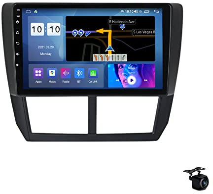 Ricevitore video da cruscotto per auto HYMLMY Android 12 per SUB-ARU FORESTER 3 2007-2013 Navigazione satellitare 2 Din 9 GPS Lettore video multimediale DSP integrato FM BT Wifi SWC 4G 5G Carplay + t