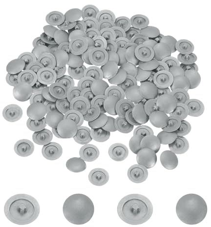 sourcing map Screw Caps, 158Pcs 12mm - Plastic Self-Tapping Screw Cap Covers, Decorative Cover Hole Plug for Diameter 7-8mm Flat Phillips Screw (Dark Gray)