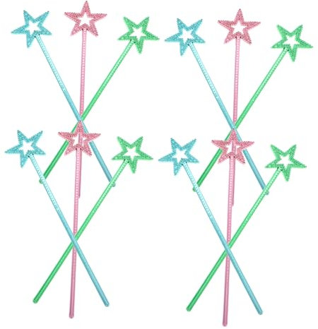 HONMEET 12 Stück Kinderstäbe Aus Kunststoff Sternstäbe Prinzessinnen-Accessoires Für Partys Und DIY-projekte