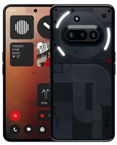 Nothing Phone (3a) 256 GB - Handy mit Essential Space, 50-MP-Hauptkamera, 32-MP-Frontkamera, 30-facher Ultra-Zoom, 12 GB RAM, Langer Akkulaufzeit und 6,77 Zoll Flexibles FHD+ AMOLED-Display - Schwarz