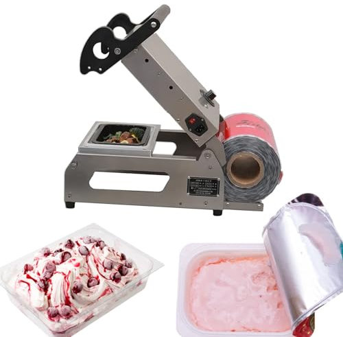 Commercial Food Tray Heat Sealing Machine, Manual Food Tray Sealer Machine, Fresh Box Sealing Machine, for Liquid Or Juicy Food Including Fresh Meats,Soups,Sauces and Marinades,260mm-110V