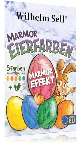 Wilhelm Sell® 5x Flüssige Marmoreffekt-Eierfarben, Perfekte Marmorierung | Mit Spezialhandschuhe für einfaches Kaltfärben