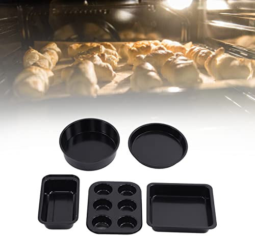 Backgeschirr-Set, professionelles Backformen-Set aus Karbonstahl mit Kuchen-Backformen, Pizzablech für die Küche zu Hause (Schwarz)