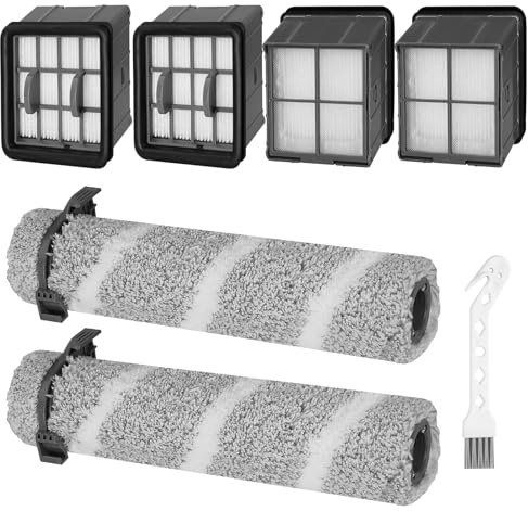 3930F Brush Roll Replacement Filter for Bissell CrossWave OmniForce Edge Cordless Multi-Surface Hard Floor Wet Dry 3930F, 3933, V2, 3999z Vacuum, 2 Pack Roller Brush, 4 Pack Hepa Filters