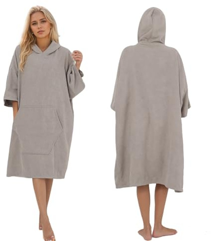 NUBURGREY Surf Poncho Hooded Beach Towel Quick Dry, Terry Cloth Changing with Oversize Pockets, Swim Cover Up for Adults Men & Women Surfing Beach Aquatics, Gift for Swimmer Lovers