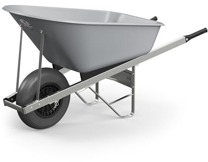 Agri Barrow Wheel Barrow 120 Litre Plastic Wheelbarrow with Puncture Proof Tires, Grey- Ideal for Equestrians, Gardeners, Yard & Garden Maintainers, Farmers, Stable Workers, Allotment Owners