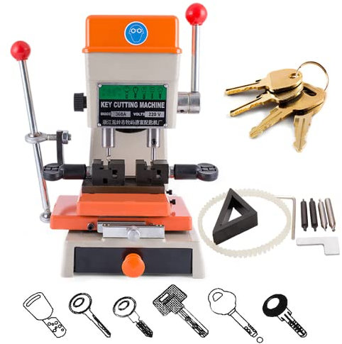 OZBME Duplicadora de Llaves Universal y Herramienta de cerrajería - Duplicadora de Llaves Profesional 368A con luz incorporada - Herramienta automática de Corte Vertical de Llaves
