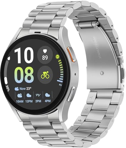 Tasikar No Gap Armbänder Kompatibel mit Samsung Galaxy Watch Band 7/6/5/4/FE 44mm 40mm/6 Classic Band 47mm 43mm/5 Pro 45mm/4 Classic 46mm 42mm, 20mm Metallarmband für Männer Frauen, Silber