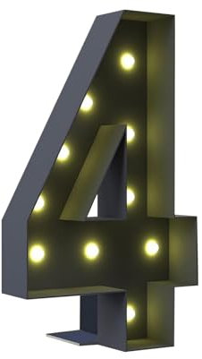120CM/4FT Marquee Light Up Number 4, Mosaic Giant Marquee LED Light Pre-cut Foam Board Set Birthday Party Wedding Baby Shower Xmas Anniversary