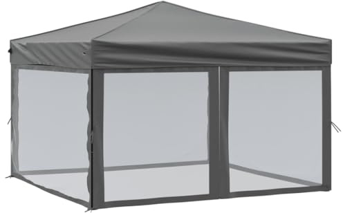 Tonnelle de Jardin Pliable, Tente de Réception Pavillon Barnum de Jardin avec parois Anthracite 3x3 m