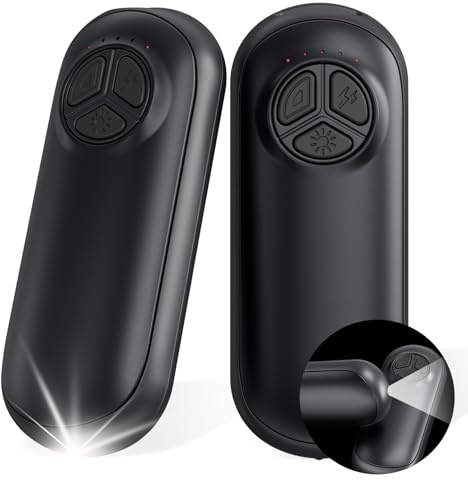 Miaton Chaufferette Main Reutilisable avec Lampe Torche 2 Pack, 6000 mAh Chauffage Portable Chauffe Main Rechargeable, Chaufferette Electrique Main, Cadeaux de Noël pour l'extérieur/Camping/Chasse
