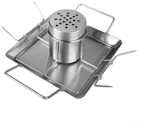 Gril vertical pour poulet, dinde en acier inoxydable avec châssis, utilisé pour la cuisson au four et au barbecue (19 x 19 x 10 cm)