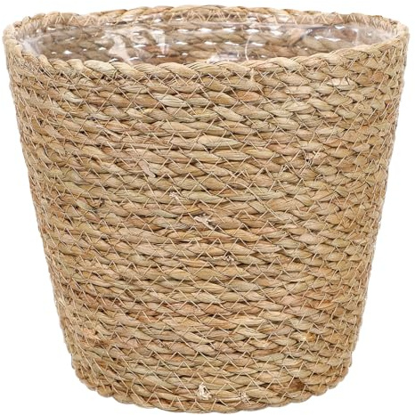 FUTUREORYY Panier à Plantes et Rangement Polyvalent Tressé Main en Paille Doublure Jardinière Décorative Capacité de Charge Élevée pour Intérieur pour Fleurs