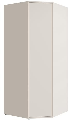 Forte Alice Springs Eckkleiderschrank 90 100, minimalistischer Schrank, 1-türig, platzsparende Stauraumlösung für kleine Räume, Holzwerkstoff, Beige, 92,2 cm breit x 214,3 cm hoch x 92,2 cm tief