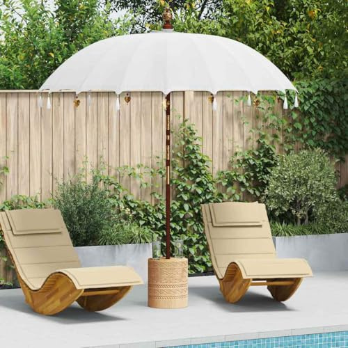 Générique Parasol balinais Crème (210-220) x 260 cm Coton et Bois Massif,Maison & Jardin, Pelouses & Jardins, Vie en extérieur, Parasols & voiles d'ombrage, Blanc (Poids 6.6KG)