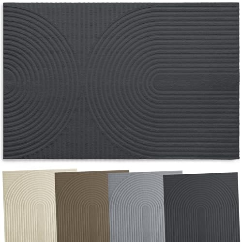 Zenacasa - Tapis Entree Interieur et Exterieur 90x150 cm - Tapis d'Entrée Antidérapant et Absorbant Certifié Oeko-Tex - Retient Saleté et Humidité - Tapis Lavable en Machine - Motif Arc - Anthracite