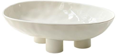 HLHLOP777 Cesto di frutta Centrotavola decorativo in ceramica con treppiede, moderno e minimalista, for la casa Fruttiera per il bancone della cucina(Bianco)