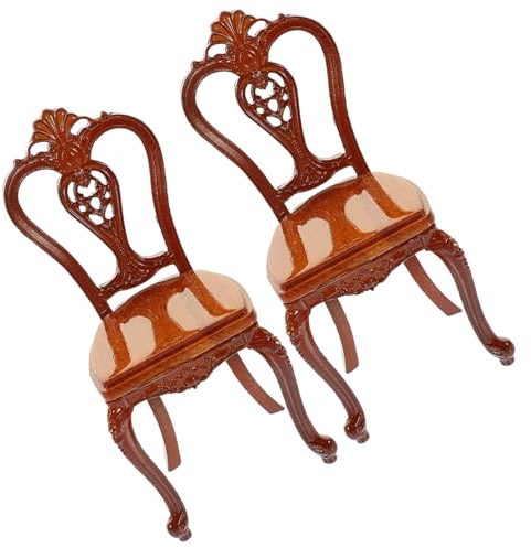BESTonZON 2 Pezzi Mini Sedie in Miniatura per Casa delle Bambole in Metallo e Legno Mobili Decorativi per Micro Scene Accessori per Bambole e Giochi Creativi per