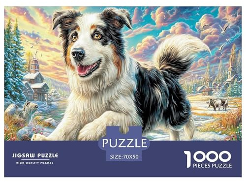 Border Collie Puzzle 1000 Pièces pour Tous Âges - Jeu Éducatif en Papier Recyclé, Défi Et Décoration pour La Maison 70x50cm/1000pcs