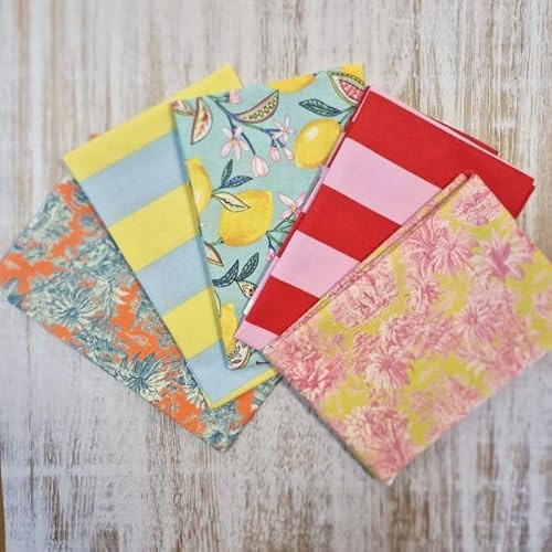 Patchwork Stoffpaket 5er Set Sommer – 100% Baumwolle – 5 x 50x80 cm Zuschnitte – Baumwollstoff für Quilten, Nähen, DIY, Taschen & Kissen – Multicolor Stoff Set Werthers Stoffe