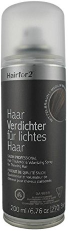 Hairfor2 Haarverdichtungsspray gegen lichtes Haar | Haarpuder | Streuhaar | Haarauffüller | Haarausfall | Haarverdichter (200ml, Mittelbraun)