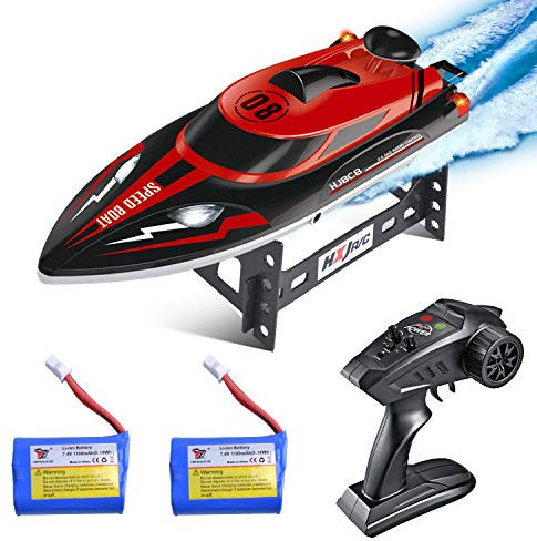 kuman Remote Control Boat, 25KM/H High Speed Waterproof Rc Racing Boat with 180º Flip Function,2.4GHz LCD Display Controller for Kids/Adults Pool & Outdoor Use KS1