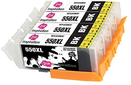 Ink Inspiration® Ersatz für Canon PGI-550XL PGI-550PGBK 4 Schwarz Druckerpatronen kompatibel mit Canon Pixma iP7250 MX925 MG6350 MG5450 MG5550 MG5650 MG6350 MG6450 MG6650 MG7150 MG7550 MG7750 iX6850