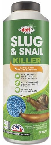Doff Slug & Snail Killer - 800g Slug Pellets for Garden - Ferric Phosphate Slug and Snail Pellets - Long Lasting Pest Control in Damp Conditions for Up to 14 Days - Crop Friendly