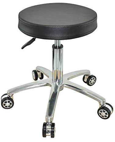 VAKON SALON - Rundsitz Rollhocker höhenverstellbar von 50-65 cm, Drehhocker, Rollhocker, Praxishocker, Bürohocker, Arbeitshocker