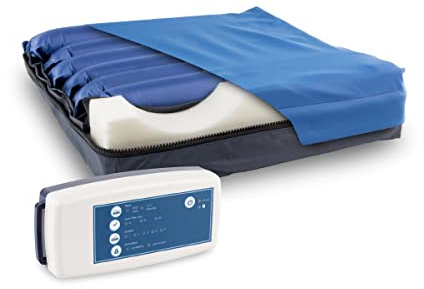 Mobiclinic® Pro, Ares, Coussin d'air Anti-escarres, 43 x 10 cm, À air, Marque européenne, Orthopédique, Alternance des cellules, Réglable, Bleu