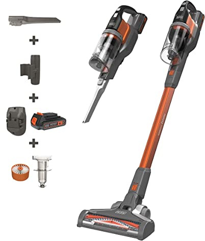BLACK+DECKER Cordless Stick Vacuum with Floor Extension 18V 2.0Ah PowerSeries 650 mm BHFEV182C-GB
