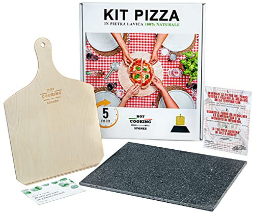 Juego de placa de piedra volcánica para horno para pizza Napoletana + pala para pizza incluida 30x30