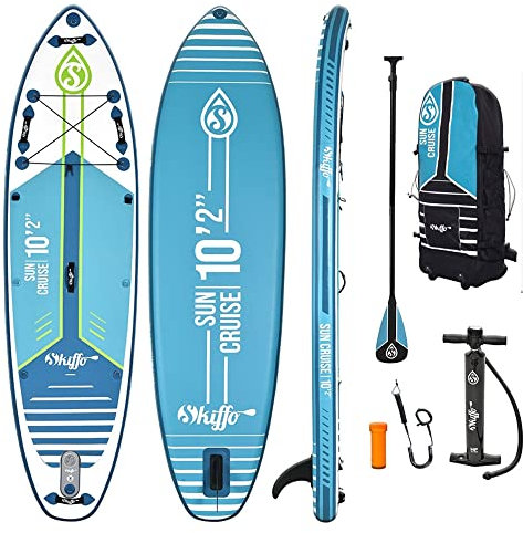 Skiffo – SUP Stand Up Paddle aufblasbar Sun Cruise 10'2 – PB-SSC102C – aufblasbares Brett, Dropstitch Doppelschicht gesichert mit Paddel, Leash, Pumpe und Transporttasche – 284 l – 310 x 84 x 15 cm