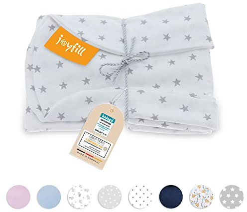 joyfill® Stillkissenbezug [190cm] Kuschelweich & Schadstofffrei Dank 100% zertifizierter ÖKO-TEX Baumwolle I Stillkissen Bezug Made in Germany I Waschbar bei 60° (Weiß - Sterne)
