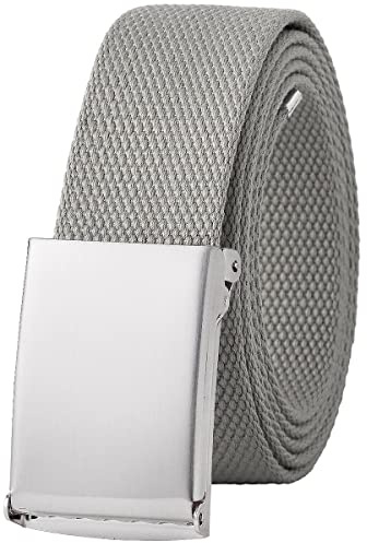 Falari Canvas Web Belt Fully Adjustable Cut to Fit Golf Belt Flip Top Silver Buckle - Light Grey