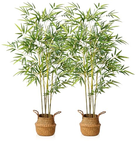 Kazeila 2 Pack Artificial Bamboo Plants Trees Outdoor 140cm Fake Plant Decorative Artificial Plants Indoor Outdoor Home Office Garden