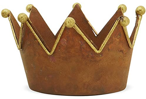matches21 Krone Dekoaufsteller Windlicht Laterne Aufsteller Teelicht Wohndekoration Metall rusty 1 Stk Ø 15x8 cm