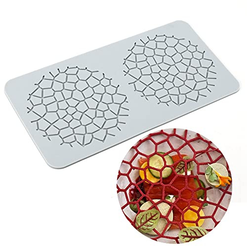 TUKE Spitzenformen zum Dekorieren von Kuchen, 3D-Blatt-Silikonformen zum Backen von Gummiformen, Ton, Fondantformen, Spitzenmatten, Blumenwabenmuster, Schokolade, Polymer (Gitter_27.1x13.8x0.3 cm_X)