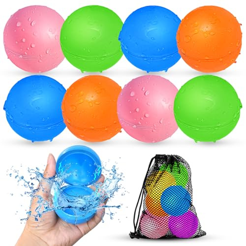 Reusable Water Balloons, Water Bombs Splash Ball, Magnetic Water Ball for Outdoor Games, Summer Party(8Pcs)