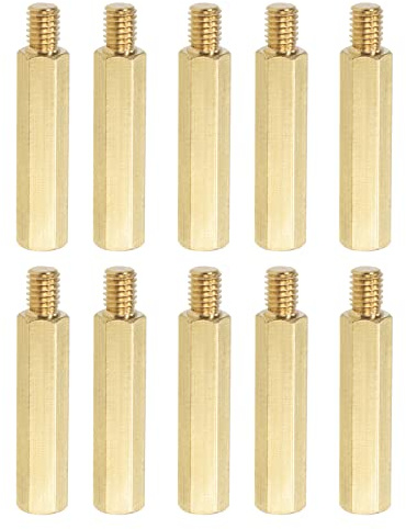 YOKIVE 10Stk M6 Abstandshalter Schrauben Messing Sechskant PCB Abstandshalter Halten Höhe Konsistent Perfekt für Hauptplatine (Gold Ton 35mm+8mm)