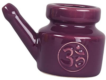 perfk Céramique Facile à Nettoyer Voyage Portable Nez Nettoyage Pot pour Nettoyage Nasal Rinçage Nasal Nez Lavage 350ml, Violet